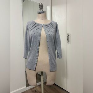 Grace Elements Woman’s Gray Studded Cardigan Large
